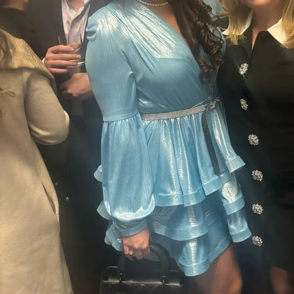 Bronx and Banco Bedouin Metallic Blue Mini Dress - Picture 5 of 6